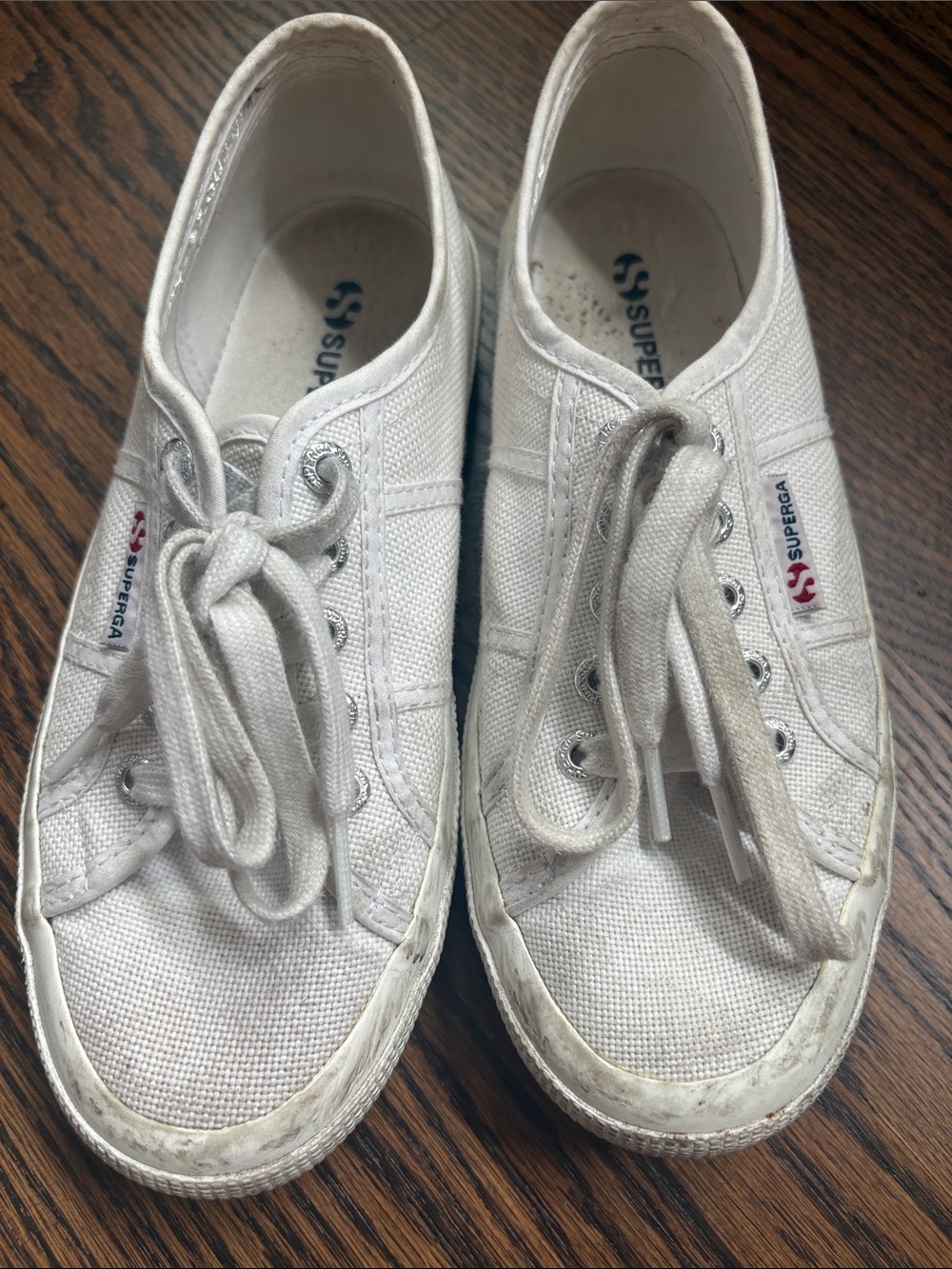 Superga White Canvas Lace-Up Sneakers 37